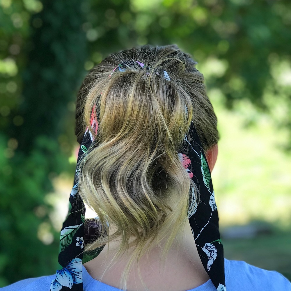 🆕4 Pack NEW floral chiffon scrunchie hair ribbon - Picture 5 of 8